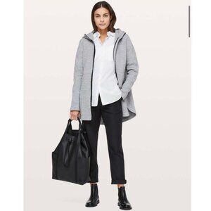 NWOT Lululemon Going Places Hooded Jacket Heathered Grey Black Longline Size 4
